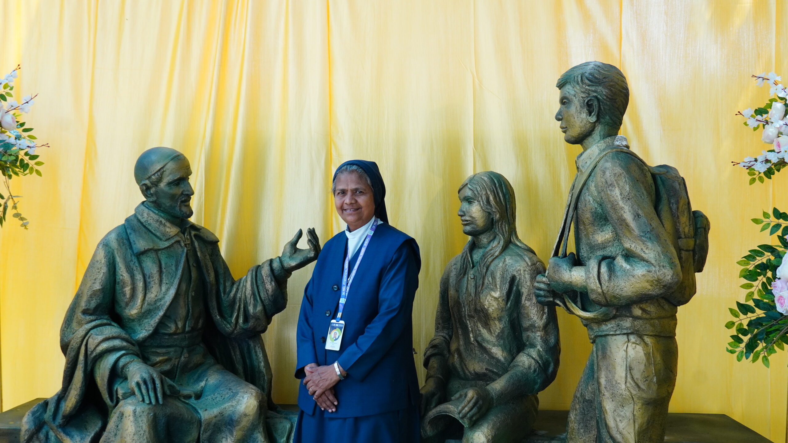 Students, staff, clergy, and management gathered during the blessing and inauguration of the new Grotto of St. Vincent de Paul at De Paul International Residential School.